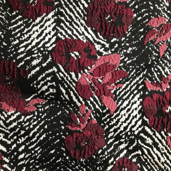 Dolcezza Womens Jacket Small Black White Red Floral Button Pockets Long Sleeve - Picture 8 of 10